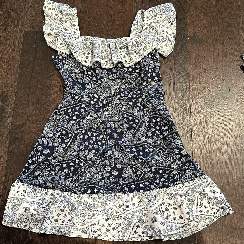 Blue and White Paisley Print ESP Mini Dress